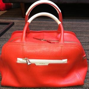 Furla tomato red leather handbag